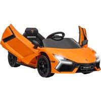 AIYAPLAY Lamborghini Revuelto Licensed 12V Ride on Car w/ Butterfly Doors Training Wheels, Suspension, Remote Control Orange Aosom UK