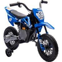AIYAPLAY 12V Kids Electric Motorbike, Kids Electric Ride on Motorcycle w/ Twist Grip Throttle, Training Wheels - Blue Aosom UK