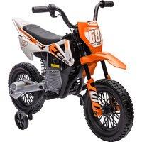 AIYAPLAY 12V Kids Electric Motorbike, Kids Electric Ride on Motorcycle w/ Twist Grip Throttle, Training Wheels - Orange Aosom UK