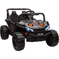 AIYAPLAY 12V Battery Powered Ride on Truck w/ Remote, 4 Suspension Wheels, Horn Lights Music USB, for 3-5 Years Old - Black Aosom UK