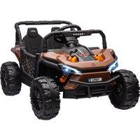 AIYAPLAY 12V Battery Powered Ride on Truck w/ Remote, 4 Suspension Wheels, Horn Lights Music USB, for 3-5 Years Old - Brown Aosom UK