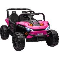 AIYAPLAY 12V Battery Powered Ride on Truck w/ Remote, Four Suspension Wheels, Horn, Lights, Music, USB, for Ages 3-5 Years, Pink