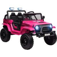 AIYAPLAY 12V Battery Powered Kids Ride On Car, Electric Truck w/ Spring Suspension, Remote, Music Horn Lights - Pink Aosom UK