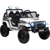 AIYAPLAY 12V Battery Powered Kids Ride On Car, Electric Truck w/ Spring Suspension, Remote, Music Horn Lights - White