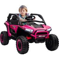AIYAPLAY 2 Seater 24V 7AH Ride on Truck, Battery Powered Electric Ride On Car w/ Remote, Suspension, 3 Speeds - Pink Aosom UK