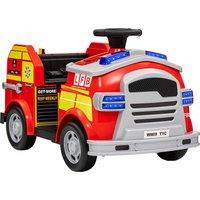 AIYAPLAY Ride on Fire Truck, 12V Kids Electric Car with Siren and Flashing Lights, Firefighting Tools, Music Horn, Slow Start Aosom UK