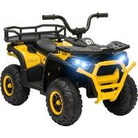 AIYAPLAY 12V Kids Electric Ride on ATV, Battery Powered Quad Bike w/ Spring Suspension, Forward Backward, Storage Basket - Yellow