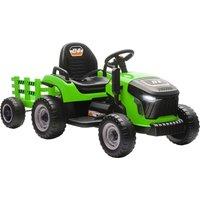 AIYAPLAY 12V Ride on Tractor and Trailer with Remote Control, Music, Shifter, Start-Up Sound, for Kids Ages 3-8 Years, Green