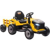 AIYAPLAY 12V Ride on Tractor and Trailer with Remote Control, Music, Shifter, Start-Up Sound, for Kids Ages 3-8 Years, Yellow