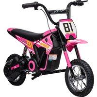 AIYAPLAY Kids Electric Motorbike, 24V Ride On Motorcycle with 3 Speeds and Rear Suspension, Dirt Bike for 8-12 Years Old, Pink