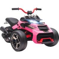 AIYAPLAY 12V Kids Electric Ride On Car with 3 Wheeler, MP3 Player, Horn, 2 Speeds, LED Lights for Boys & Girls Ages 3-8, Pink