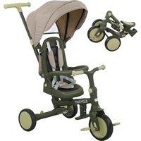 AIYAPLAY 5 in 1 Kids Trike with Adjustable Backrest, Toddler Tricycle with Push Handlebar, Adjustable Backrest, Dark Green