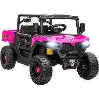 AIYAPLAY Kids Ride on Car, 12V Electric Kids UTV with Electric Dump Bed, 4-Wheel Suspension for 3-8 Years, Pink