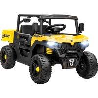 AIYAPLAY Kids Ride on Car, 12V Electric Kids UTV with Electric Dump Bed, 4-Wheel Suspension for 3-8 Years, Yellow