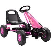 AIYAPLAY Kids Pedal Go Kart with Adjustable Seat, EVA Tyres, Manual Clutch, Brake, Go Kart for Kids 3-8 Years, Pink
