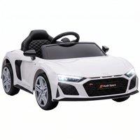 AIYAPLAY Licensed Audi R8 Spyder 12V Electric Car for Kids with Remote Control, Dual Motors, Rear Suspension, Soft Start, White