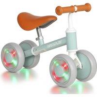 AIYAPLAY Baby Balance Bike for 1-2 Years Old, Light-up Toddler Balance Bike with Adjustable Seat, 4 Silent EVA Wheels, Green