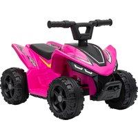 AIYAPLAY 6V Battery Powered Kids ATV, Quad Bike w/ Handlebar Button Control, Max 1.2MPH, Max 55lbs Load, for 18-48 M, Rose Red