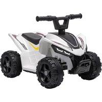 AIYAPLAY 6V Battery Powered Kids ATV, Quad Bike w/ Handlebar Button Control, Max 1.2MPH, Max 55lbs Load, for 18-48 Months, White