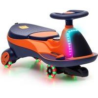 AIYAPLAY 12V Electric Wiggle Car, 2-In-1 Kids Ride On Toy with 2 Speeds, Soft Start, PU Wheels, RGB Lights, Up to 60 kg, Orange