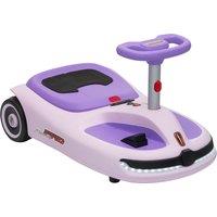 AIYAPLAY 12V Electric Wiggle Car with Pedal, Kids Electric Car with 2 Speeds, Soft Start, Music, Lights for 3-5 Years, Purple
