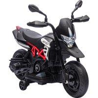 AIYAPLAY 6V Kids Electric Motorbike with Training Wheels, Headlight, Music, Horn for 80-110 cm Height, 18 Months-4 Years, Black