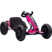 AIYAPLAY 12V Electric Go Kart for Kids with Dual Motors, Adjustable Seat, Soft Start, LED Lights, EVA Wheels, for Age 3-6, Pink