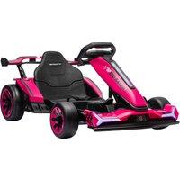 AIYAPLAY 24V Electric Go Kart for Kids 6-12 Years with Drift Mode, Adjustable Seat, 3 Speed, Slow Start, Pink