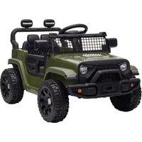 AIYAPLAY 12V Electric Car for Kids with Remote, Dual Motors, Rear Suspension, Soft Start, Music, Lights for 3-8 Years, Dark Green