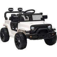 AIYAPLAY 12V Electric Car for Kids with Remote, Dual Motors, Rear Suspension, Soft Start, Music, Lights for 3-8 Years, White