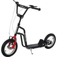 HOMCOM Kids Kick Scooter with Height Adjustable Handlebar, Steel Frame, Smooth Ride Wheels, Outdoor Scooter, Black & Red Aosom UK