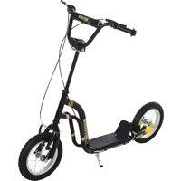 HOMCOM Teen Kids Stunt Scooter w/ Adjustable Handlebar, 12 Inch Rubber Tyres, Dual Brakes, Black Aosom UK