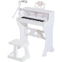 HOMCOM 37 Keys Kids Piano Mini Electronic Keyboard Light Kids Musical Instrument Educational Game Children Grand Piano Toy Set w/Stool & Microphone