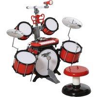 HOMCOM Kids Drum Set for Beginners, Drum Kit with Toy Microphone, Cymbal, Pedal & Drumsticks, Educational Musical Toy, Red