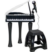 AIYAPLAY Children's 32-Key Piano Keyboard, with Stool, Lights, Microphone, Sounds, for Aspiring Musicians, Black Aosom UK