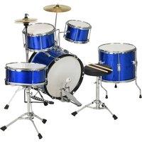 AIYAPLAY 11 Piece Kids Drum Kit w/ Stool, Drumsticks, Pedal, Cymbals, for 3-6 Years, Blue Aosom UK