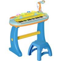 AIYAPLAY 37 Keys Kids Piano w/ Microphone, Stool, LED Lights, Record & Replay Function, Blue