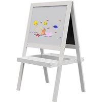 AIYAPLAY Double-Sided Kids Easel, Art Easel for Toddlers, 2-in-1 Kids Whiteboard Blackboard with Storage Shelf for Ages 18-48 Months - White