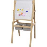 AIYAPLAY Kids Easel with Paper Roll, 3 in 1 Art Easel for Toddlers, Double-Sided Kids Whiteboard Blackboard w/ Storage Baskets, 3-6 Years Aosom UK