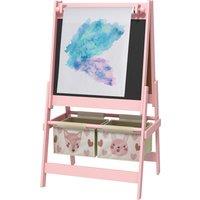 AIYAPLAY Three-In-One Kids Easel with Paper Roll, Art Easel, with Storage - Pink Aosom UK