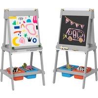 AIYAPLAY Art Easel for Kids with Paper Roll, Double Sided Painting Easel with Chalk Board, White Board