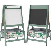 AIYAPLAY Art Easel for Kids, 3-in-1 Kids Easel with Chalkboard, Whiteboard, Paper Roll, Storage, Under-Board Shelf for 3-8, Green