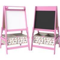 AIYAPLAY Art Easel for Kids, 3-in-1 Kids Easel with Chalkboard, Whiteboard, Paper Roll, Storage, Under-Board Shelf for 3-8, Pink