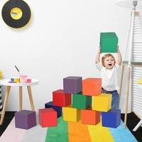 HOMCOM Kids 12-Piece PU Soft Stacking Blocks Multi-Colour Aosom UK