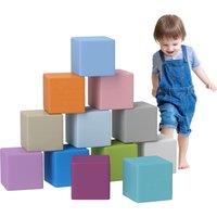 HOMCOM 12 PCs Soft Play Blocks, Soft Foam Toy, Building and Stacking Blocks for Kids, Multicoloured Aosom UK