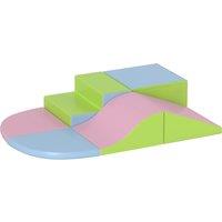 HOMCOM 6 Piece Soft Playground Equipment, PP & EPE Soft Play Set, w/ Square, Stairs, Ramp And Slope Pieces for Kids Climb and Crawl, Red Aosom UK