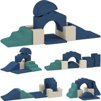AIYAPLAY 7 Piece Kids Soft Play Set with Detachable Cover, Baby Indoor Climb and Crawl Foam Toy for Toddlers, Dark Blue