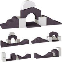 AIYAPLAY 7 Piece Kids Soft Play Set with Detachable Cover, Baby Indoor Climb and Crawl Foam Toys for Toddlers, Brown