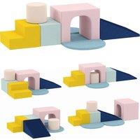 AIYAPLAY 8-Piece Foam Play Blocks for Kids, Soft Motor Skill Blocks with Washable Velvet Covers, Indoor Climbing Set, Multicolor
