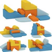 AIYAPLAY 9-Piece Soft Play Set, Kids Soft Play Foam Blocks with Detachable Cover for Climbing and Crawling